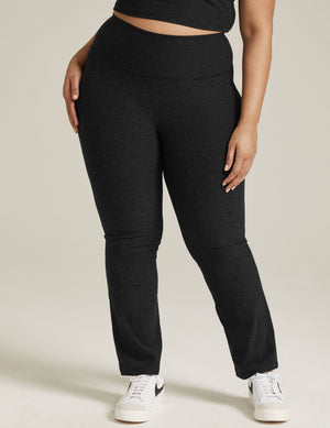 Spacedye Practice High Waisted Pant in Darkest Night, featuring a wide waistband, snug fit, and bootcut leg on a model.