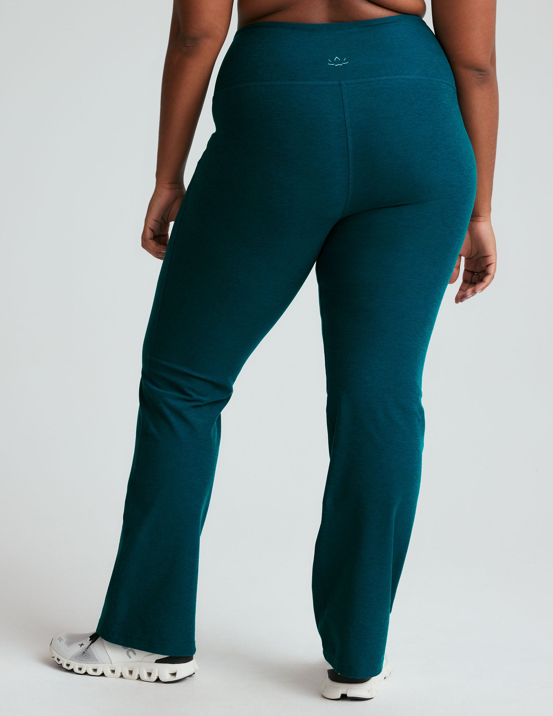 Beyond Yoga Heather Blue Sheer Black Sides Leggings hot