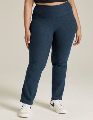 Spacedye Practice High Waisted Pant in nocturnal navy marled fabric with a high-rise waistband and bootcut leg silhouette.