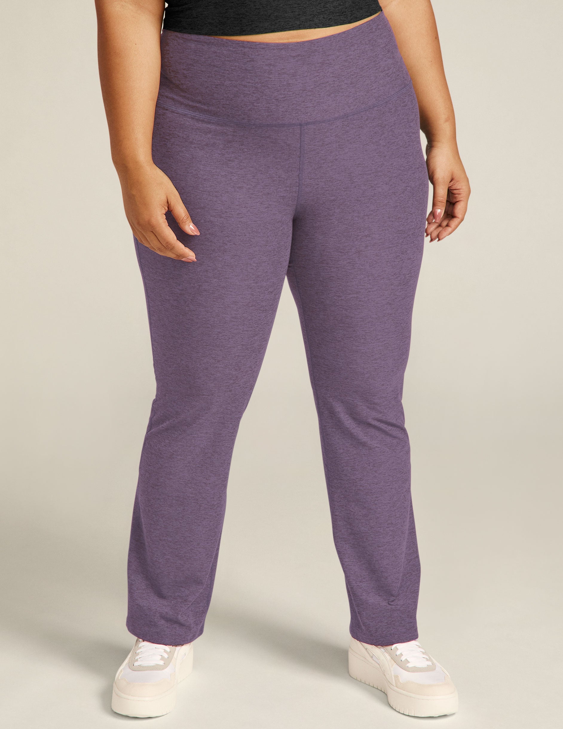 BETA BRAND Womens Large Petite Purple Full Length Straight Leg Yoga Pants  EE9