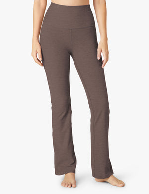 Spacedye Practice High Waisted Pant in dark gray marled fabric, featuring a high rise, snug fit, and bootcut leg opening.