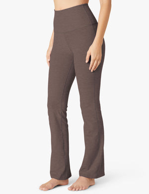 Spacedye Practice High Waisted Pant in dark gray marled fabric, featuring a wide waistband and a full-length bootcut fit.