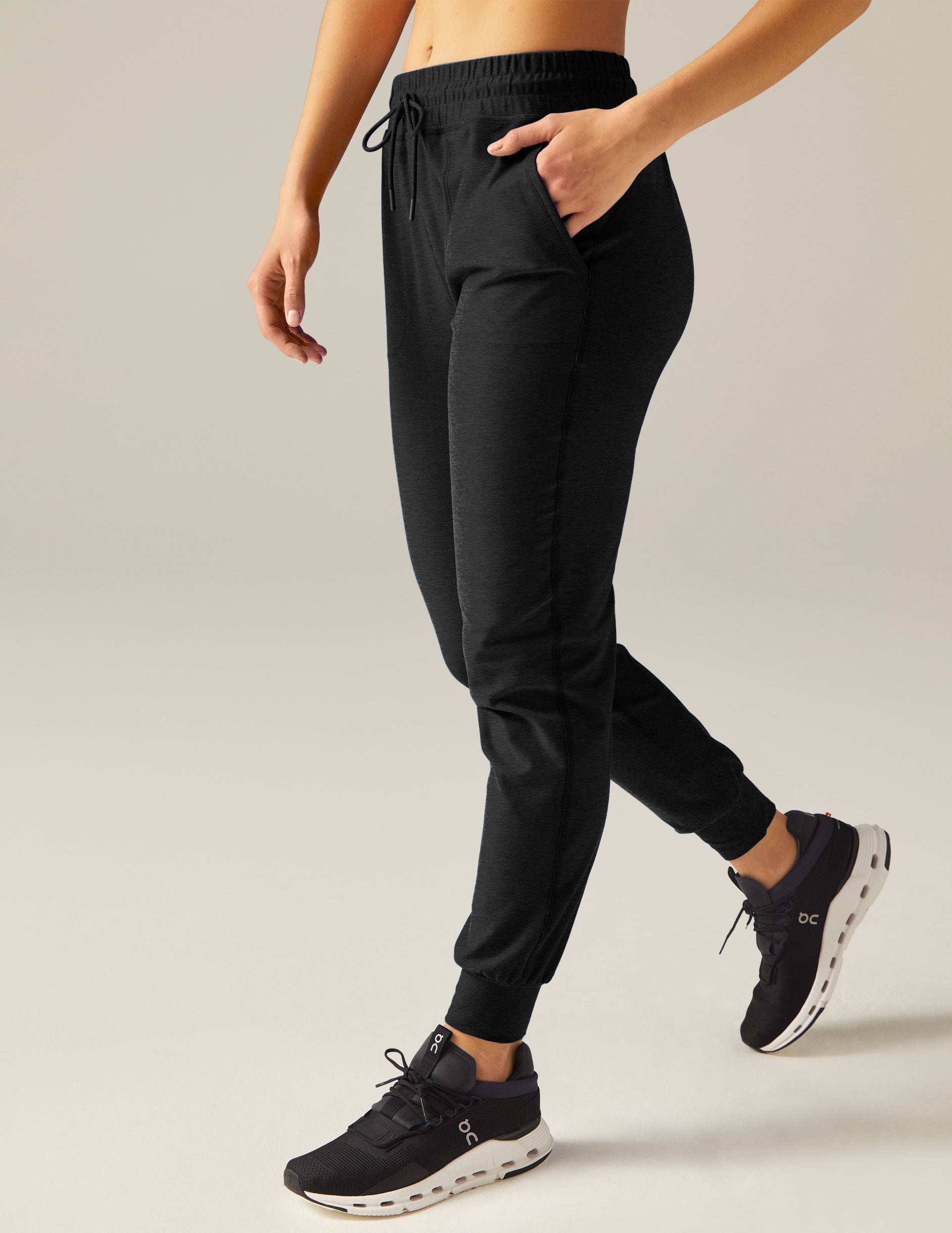 black midi jogger with drawstring at waist