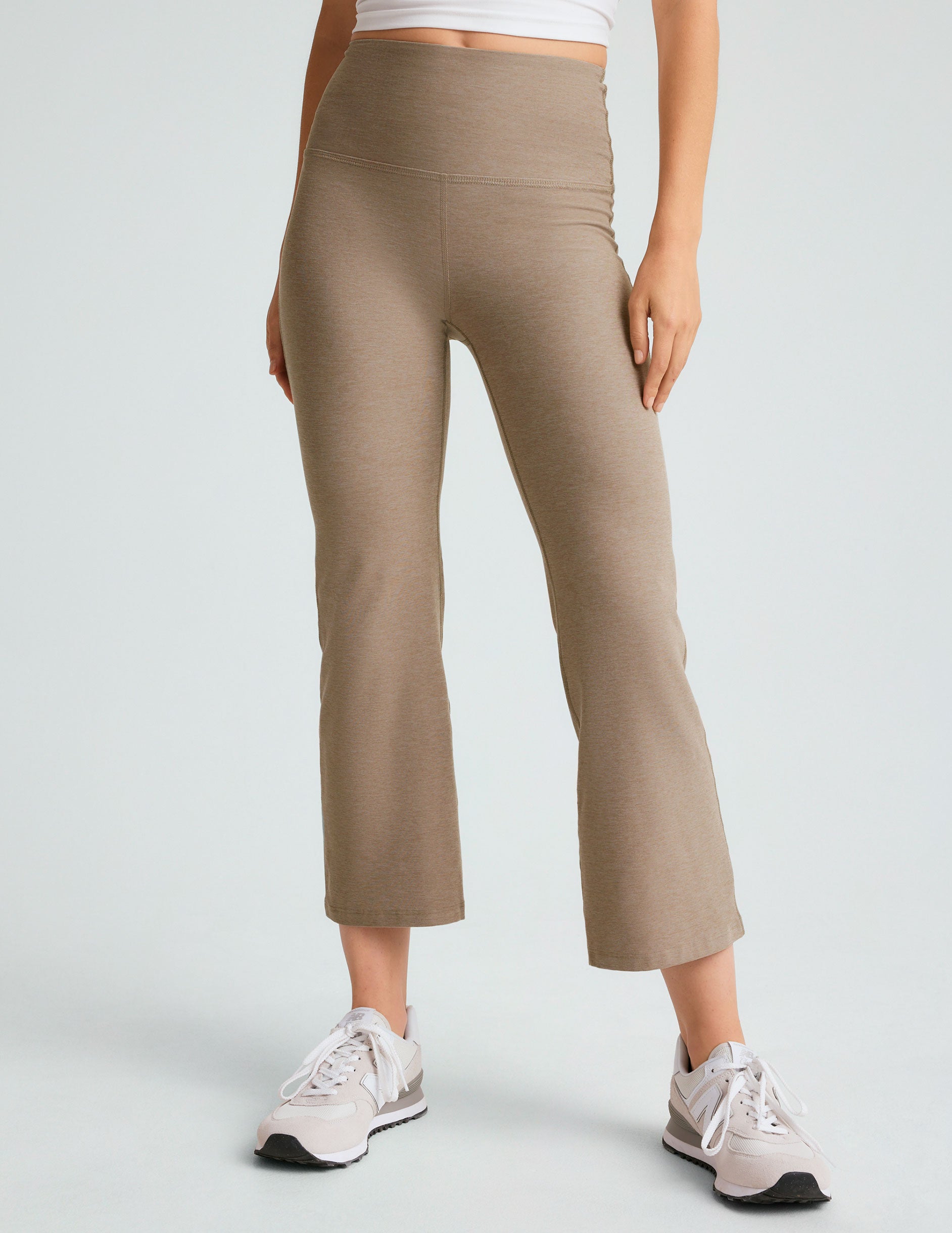 brown crop wide leg midi pant