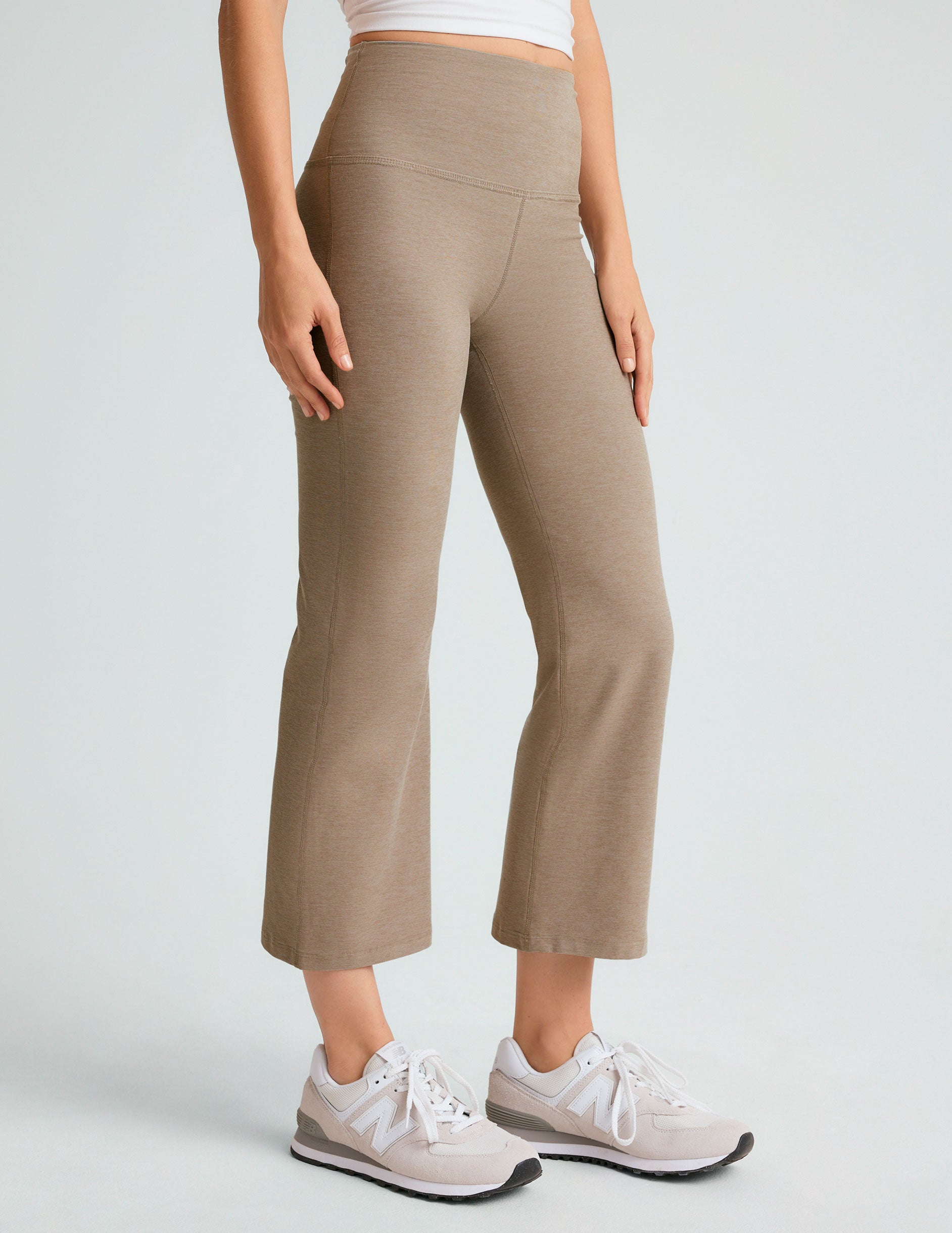 brown crop wide leg midi pant