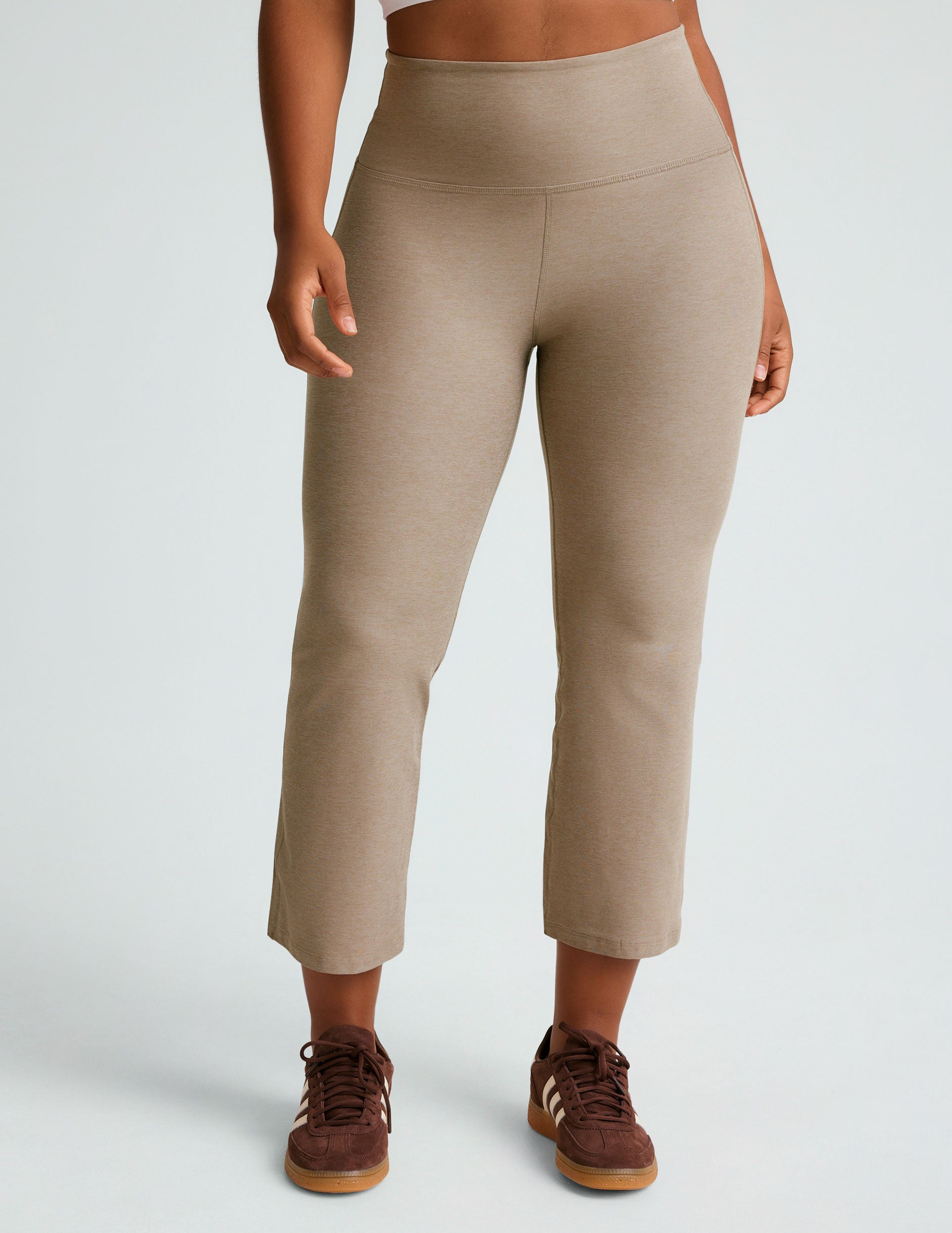 brown crop wide leg midi pant