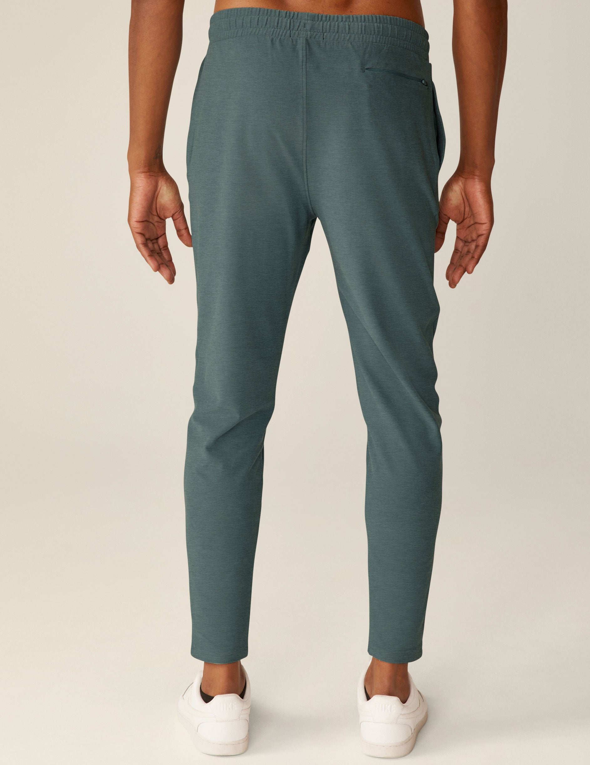 blue men's athleisure pants with pockets. 