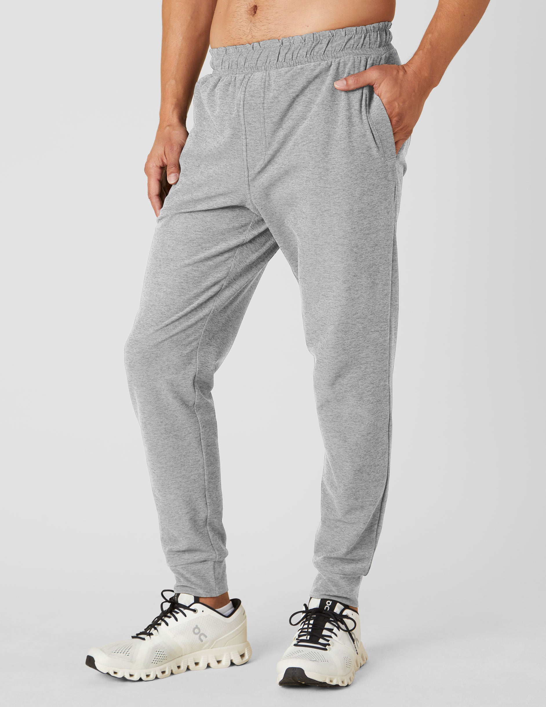 grey mens sweatpants with drawstring at waist