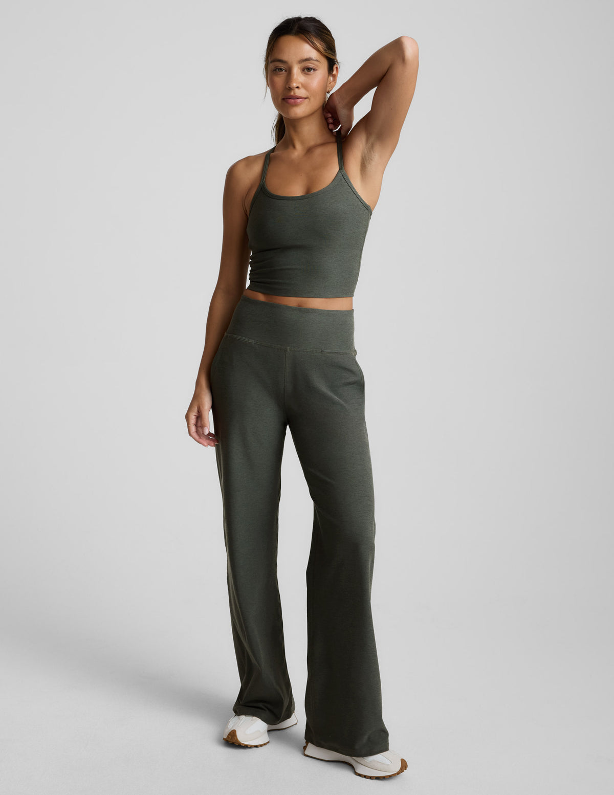 Laid Back Wide Leg Spacedye Pants - Dusty Forest Heather | Beyond Yoga