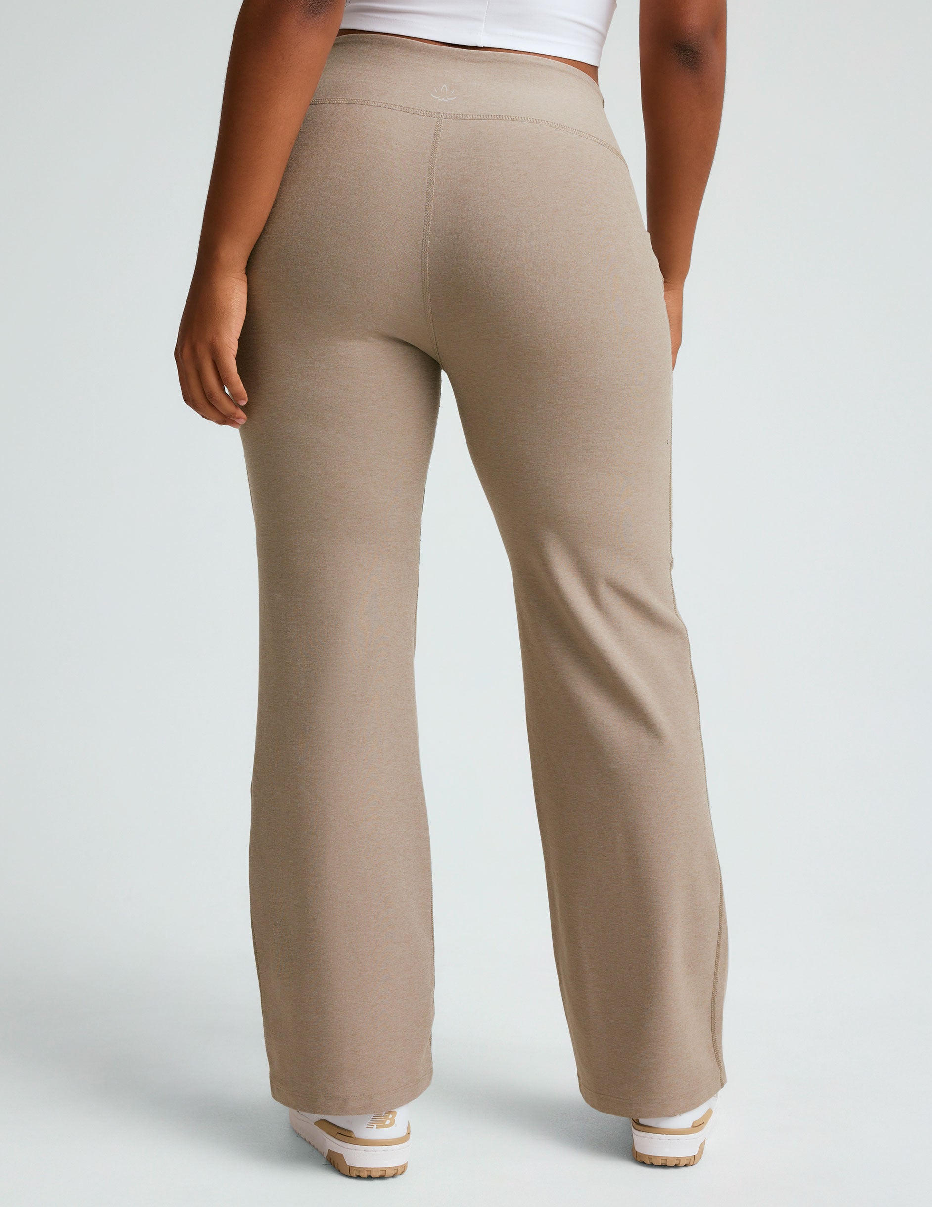 brown high-waisted straight leg pants. 