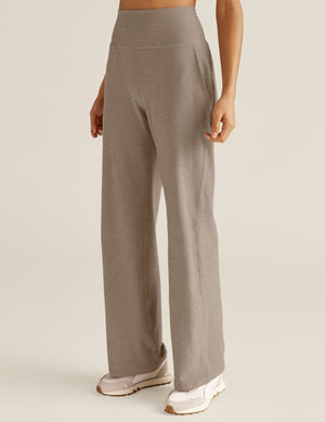 Spacedye Laid Back Pant in Birch Heather marled beige featuring a high waistband, slant pockets, and a relaxed wide leg.