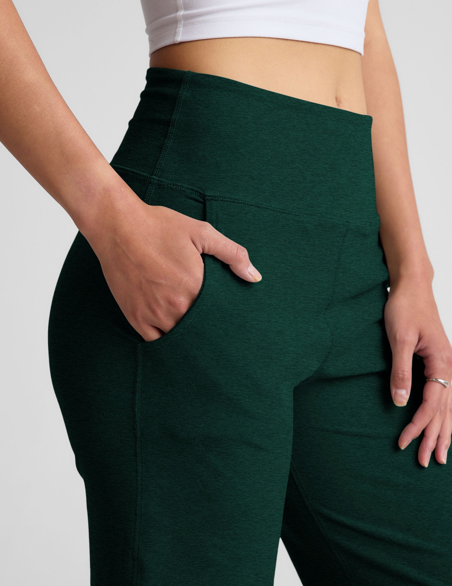 High Waisted Wide Leg Spacedye Pant - Dark Spruce Green | Beyond Yoga