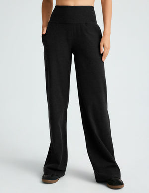 black high-waisted wide leg pant