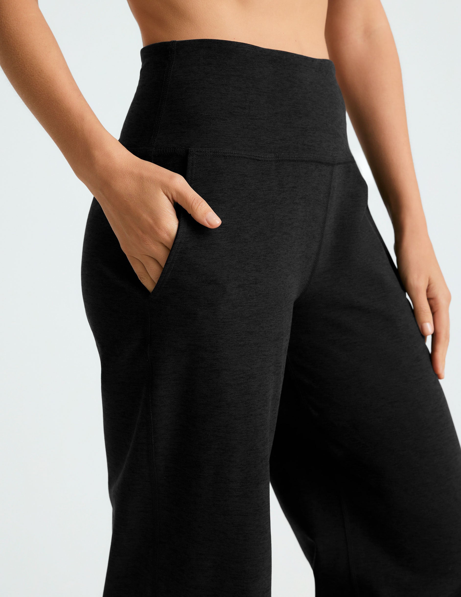 black high-waisted wide leg pant