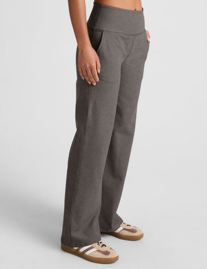 grey high-waisted wide leg pants with pockets. 