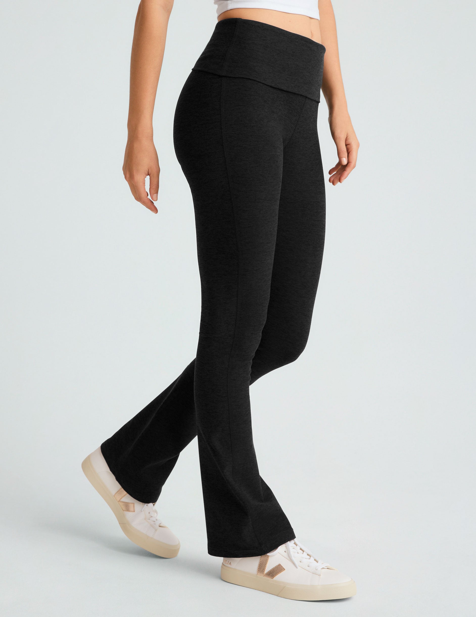 black fold over boot cut pant