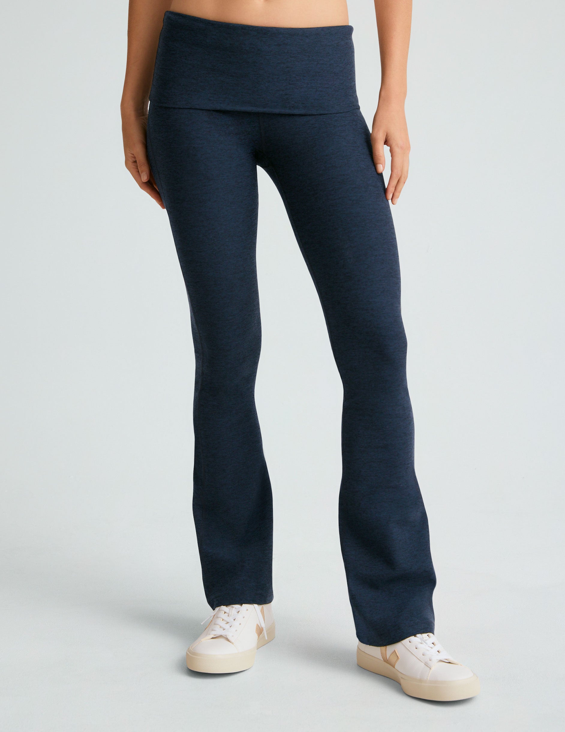 blue foldover bootcut pant