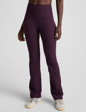 Purple Spacedye High Waisted Practice Pocket Bootcut Pant in deep plum with front pocket seams and a flared leg.