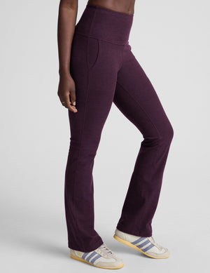Purple Spacedye High Waisted Practice Pocket Bootcut Pant featuring a high waistband, hip pockets, and flared leg.