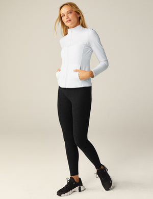 Cloud White Mock Neck Zip Up Jacket