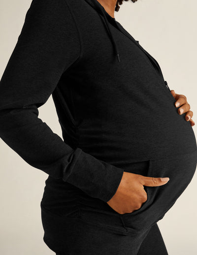 black maternity zip-up hoodie