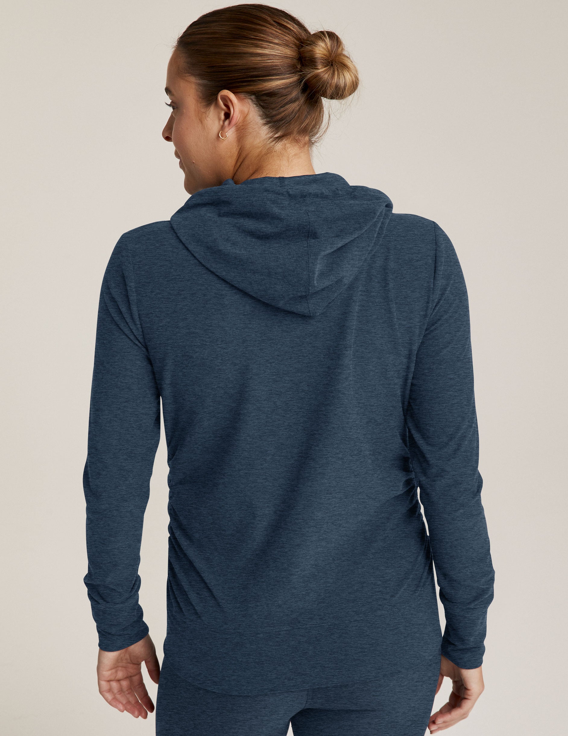 blue maternity zip up hoodie