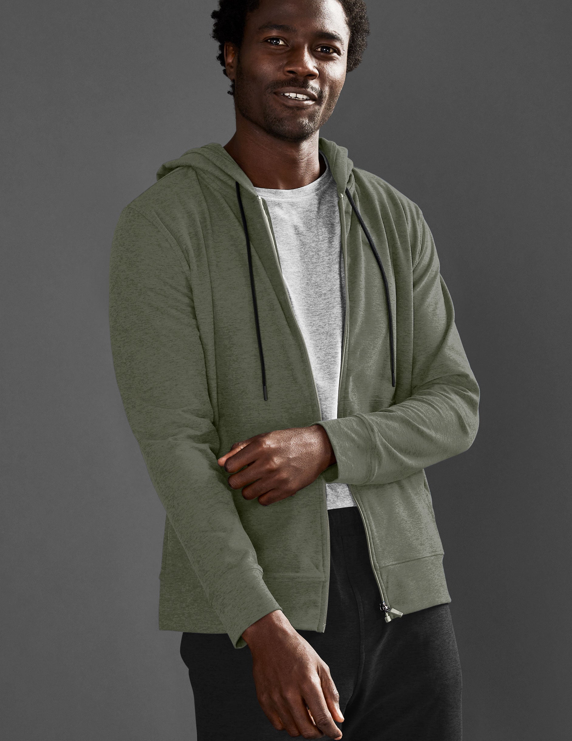green mens zip-up hoodie