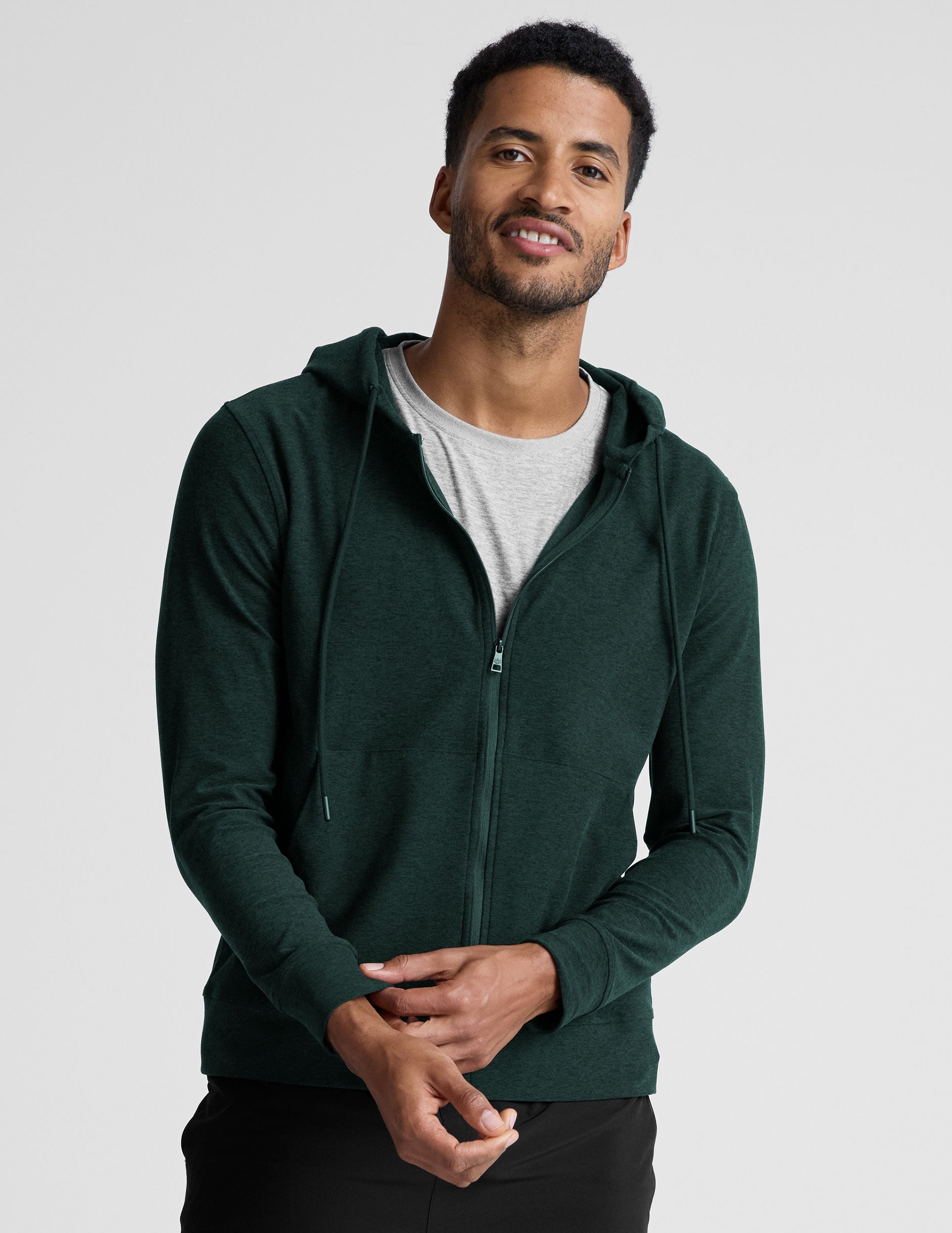 green men's zip-up jacket. 