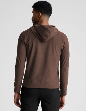 brown men's zip-up hoodie with pockets.