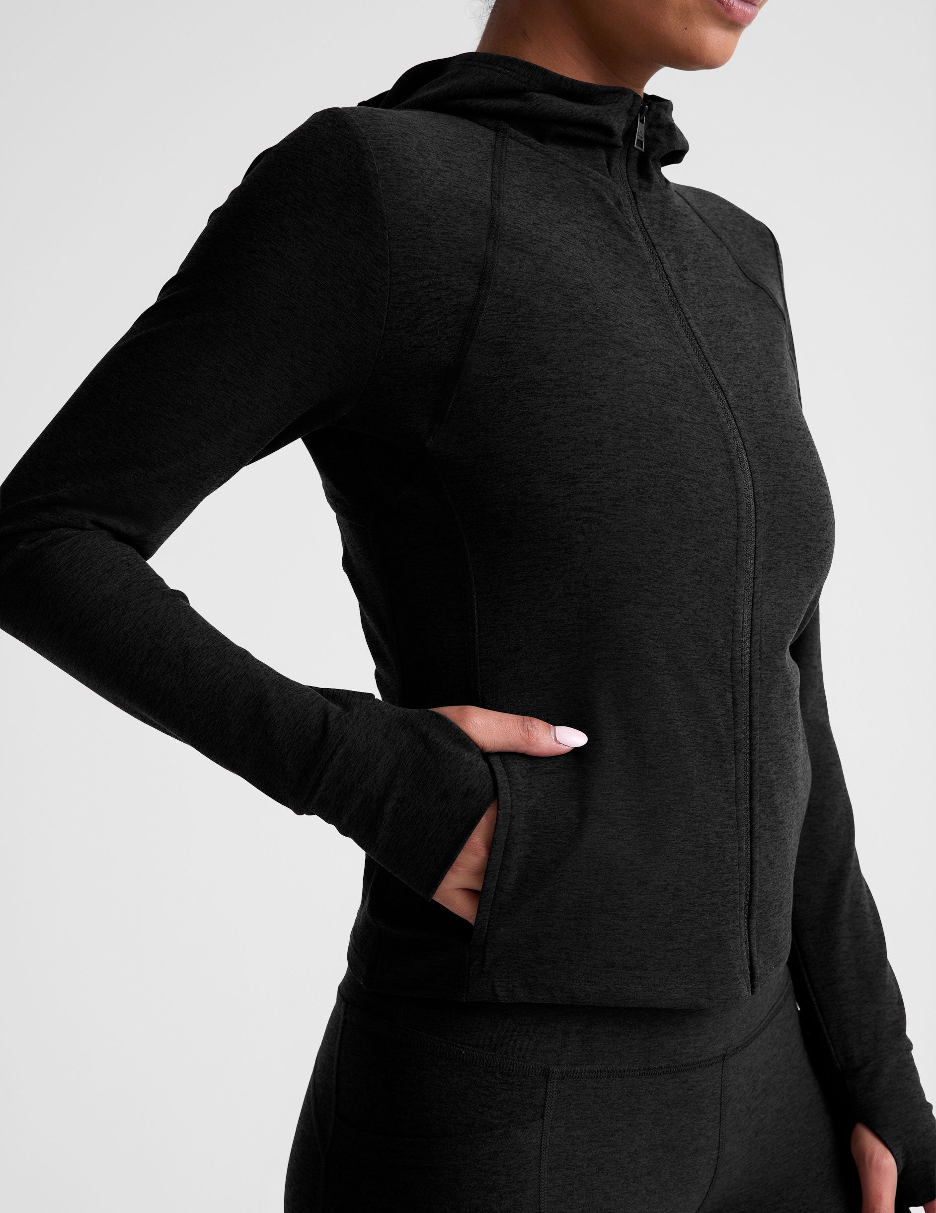 black zip up hoodie