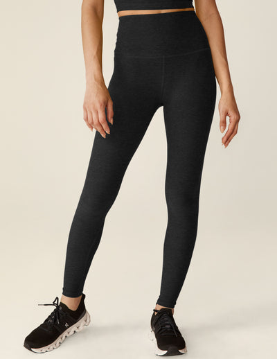 black long high-waisted leggings.