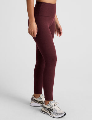 red high-waisted long length leggings. 