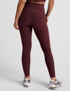 red high-waisted long length leggings. 