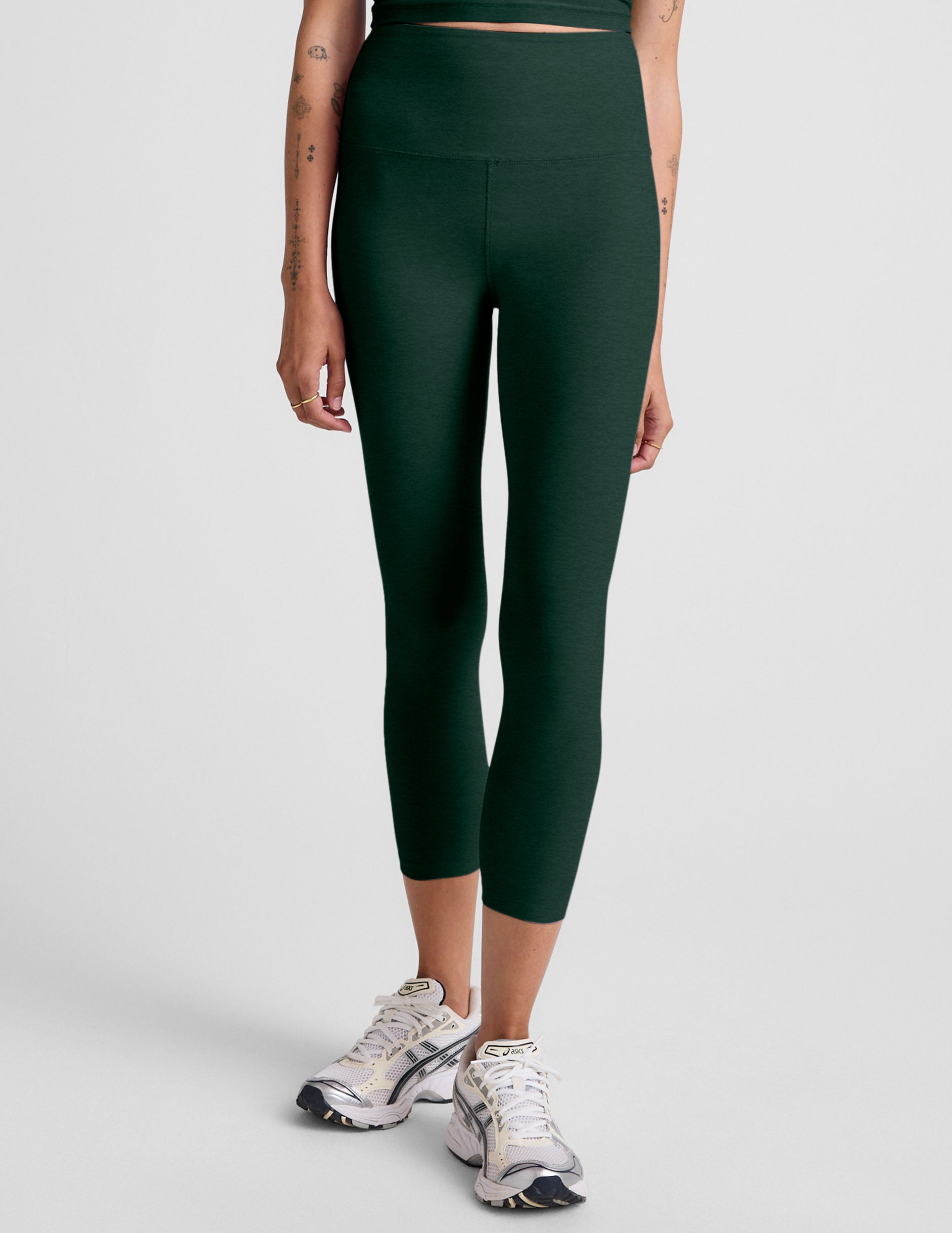 High Waisted Walk And Talk Capri Legging - Dark Spruce Green