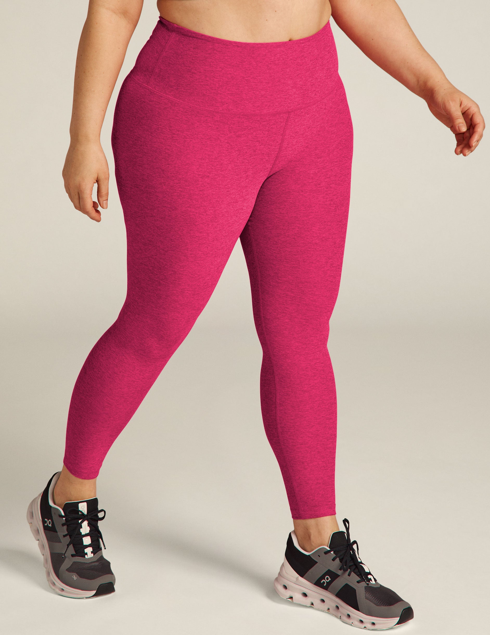 Plus Size Ribbed Knit High Waisted Leggings - Heather