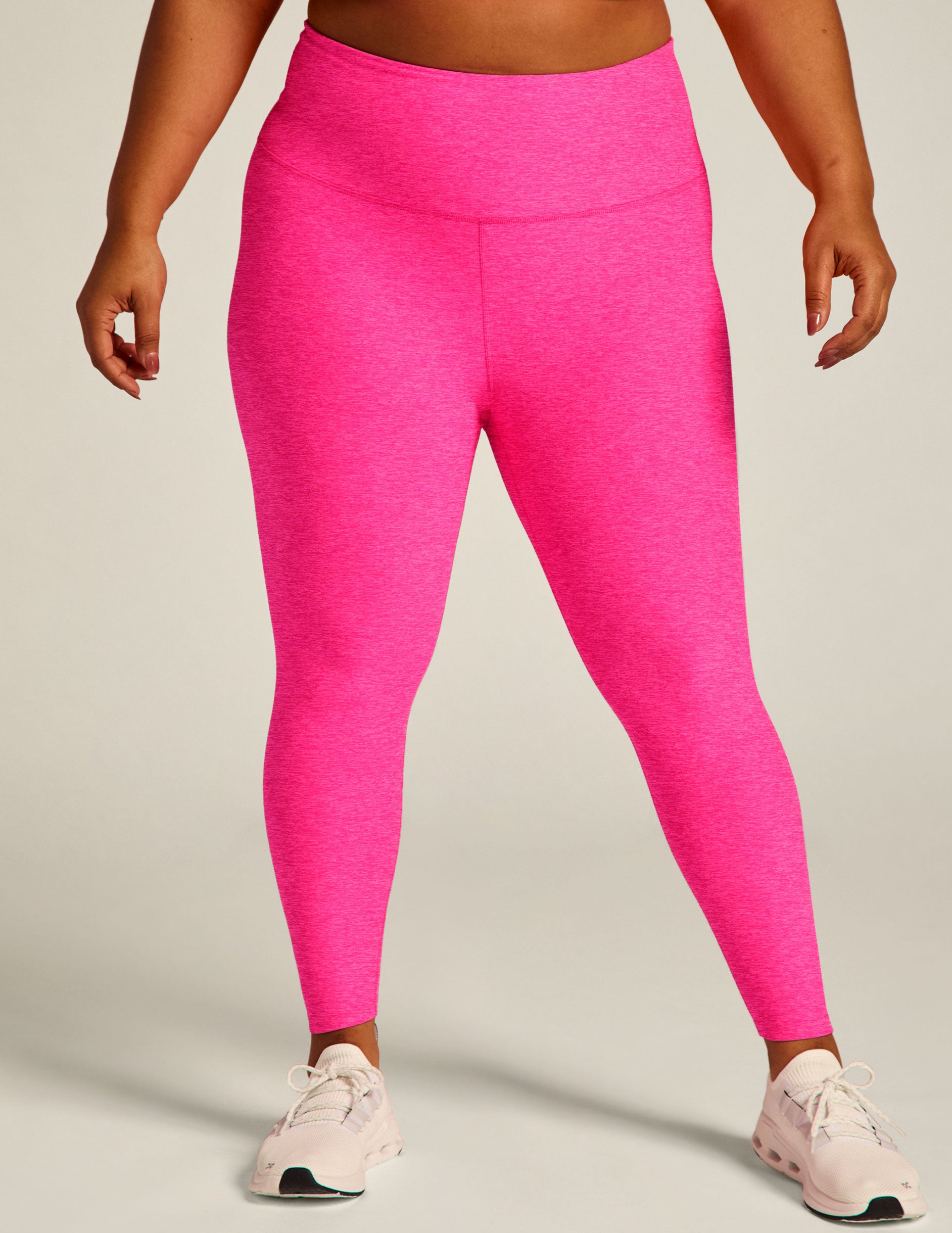 Beyond Yoga Spacedye Caught in the Midi High Waisted Legging in Pink Hype  Heather