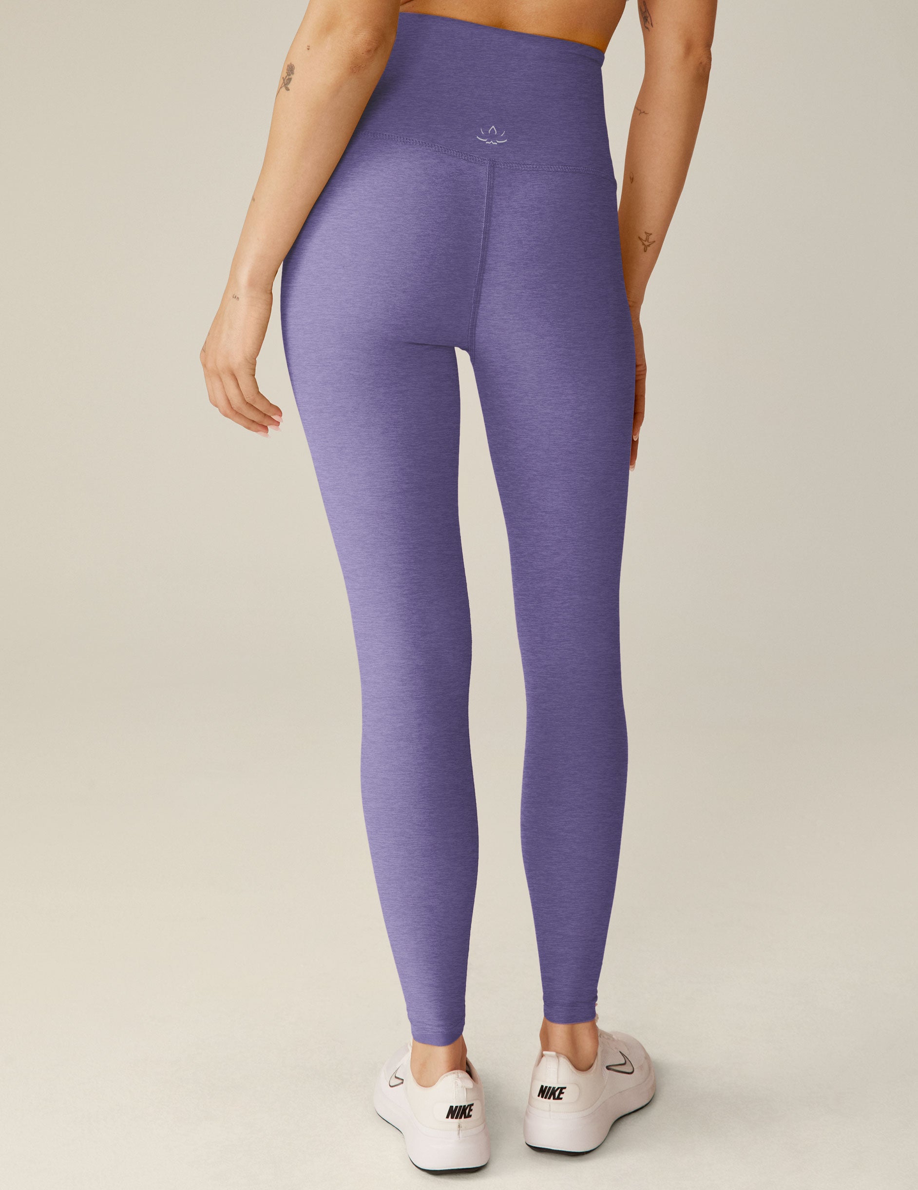 purple high-waisted midi spacedye leggings. 
