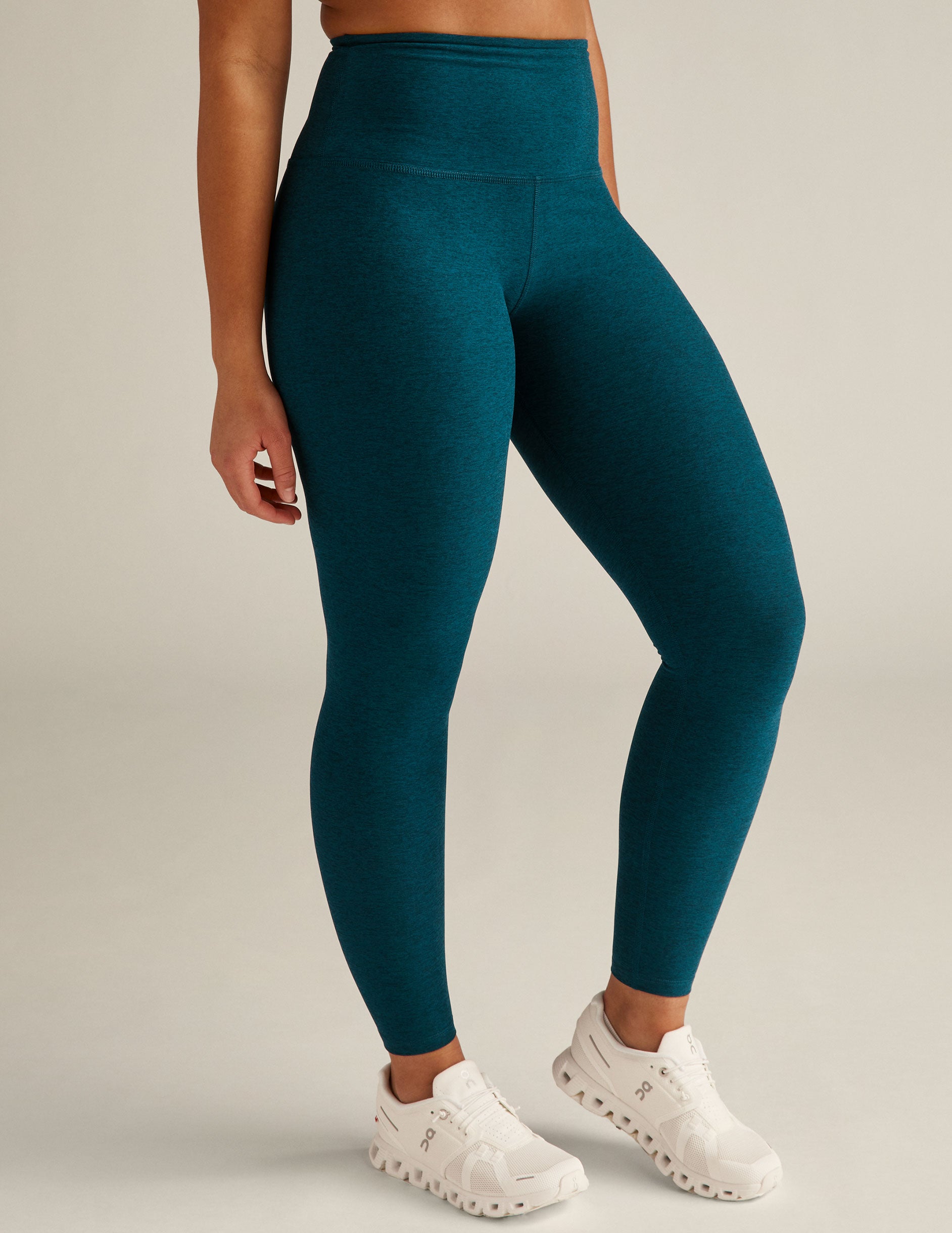 blue high-waisted midi spacedye legging. 