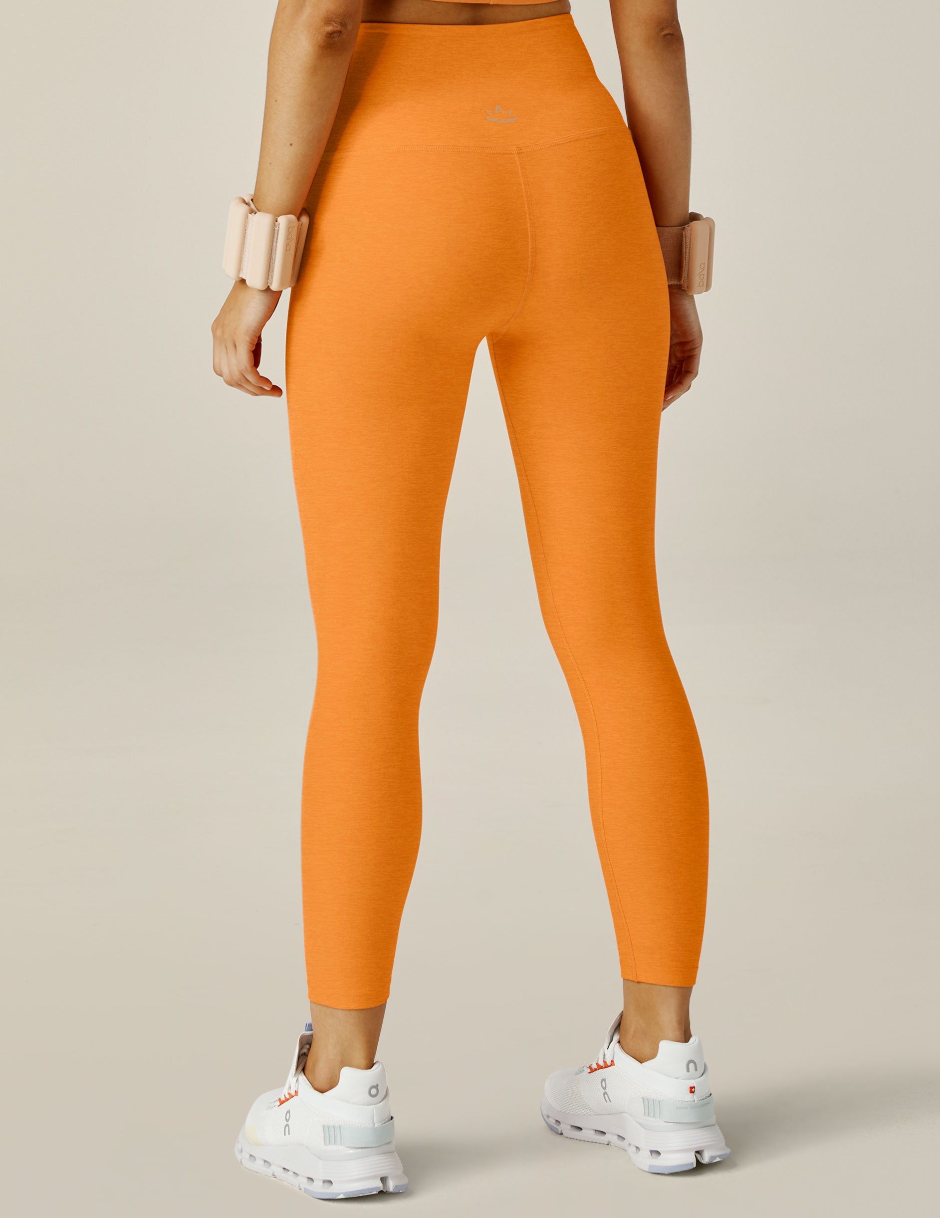 orange high-waisted midi leggings
