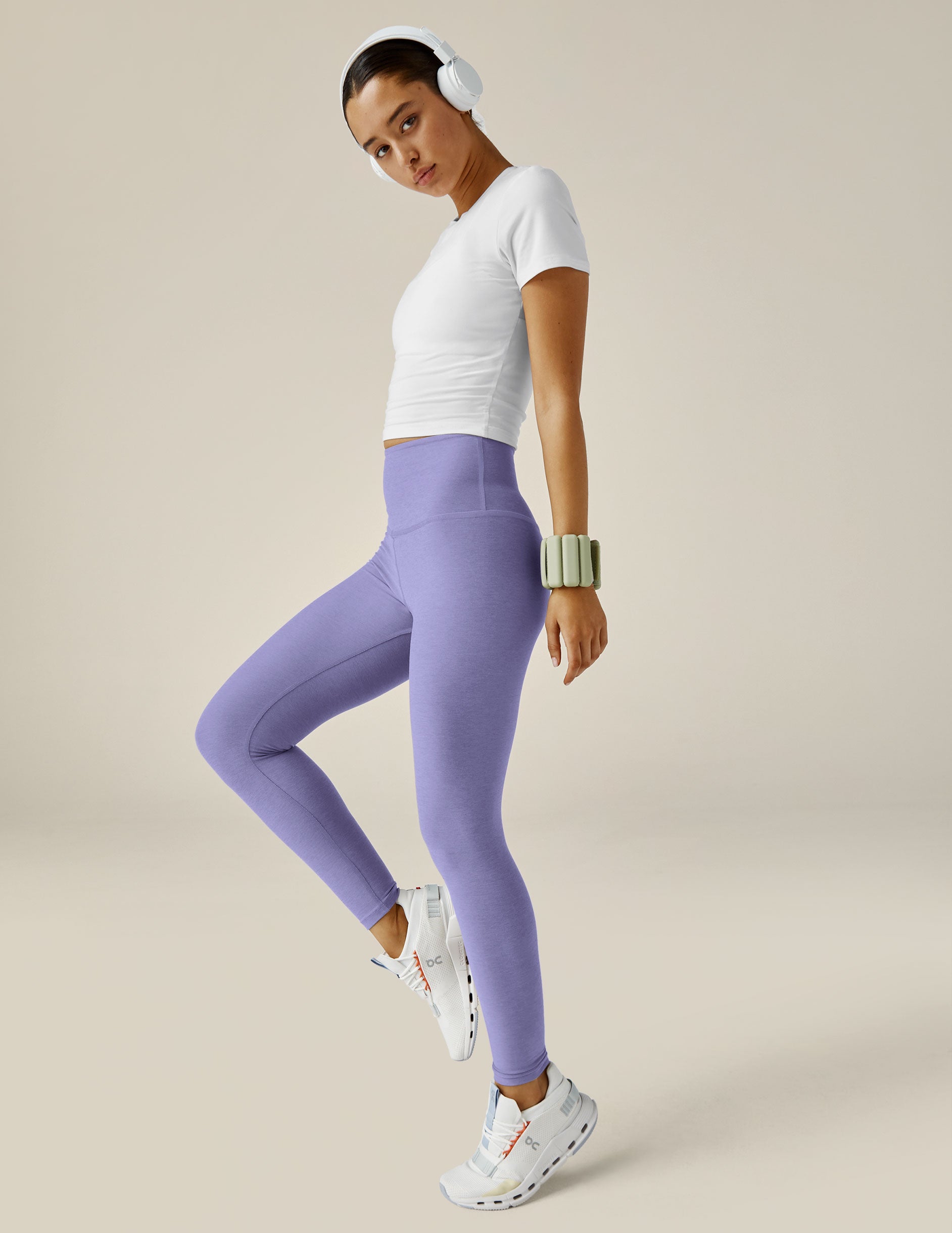 Beyond Yoga Spacedye Caught in The Midi High Waisted Legging Periwinkle Cloud Heather XL