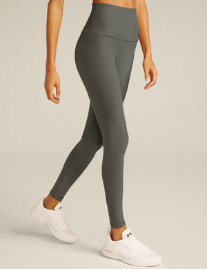 gray high-waisted midi leggings. 
