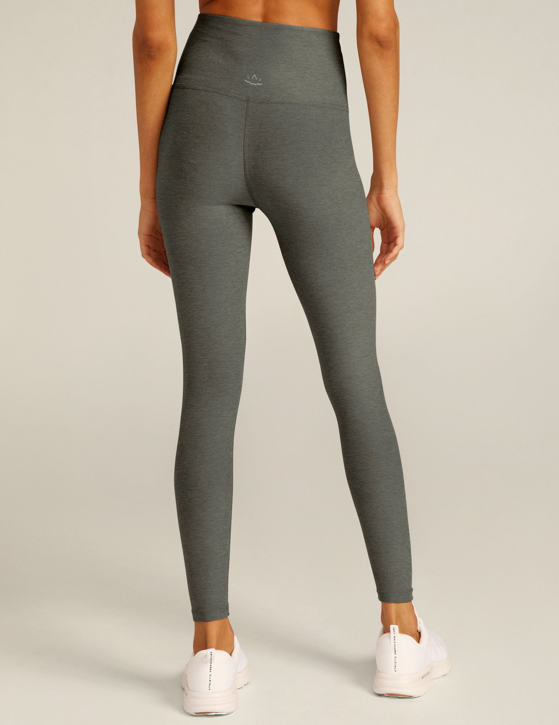 gray high-waisted midi leggings. 