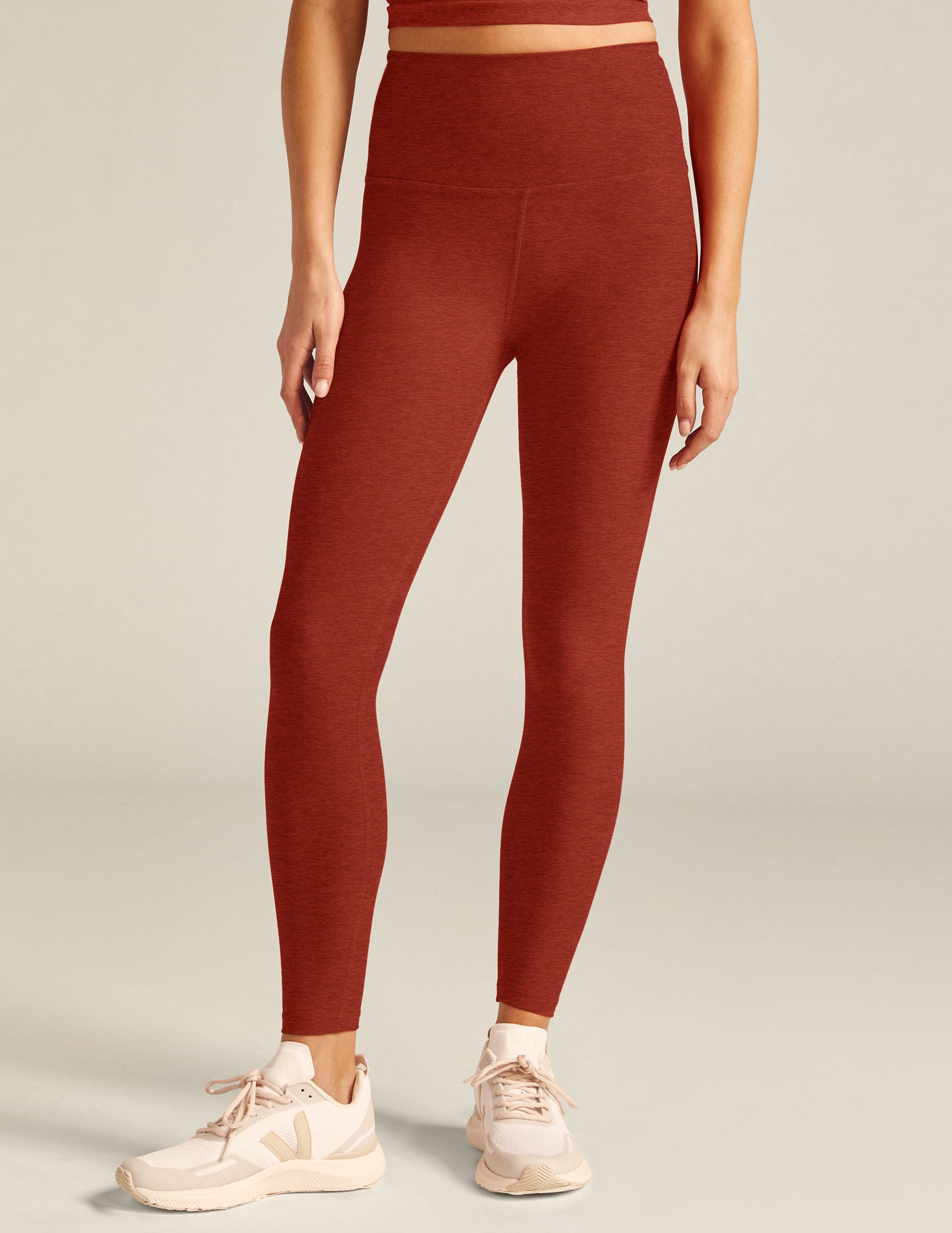 Beyond Yoga Spacedye Caught In The Midi High Waisted Legging in Clove Brown  Heather