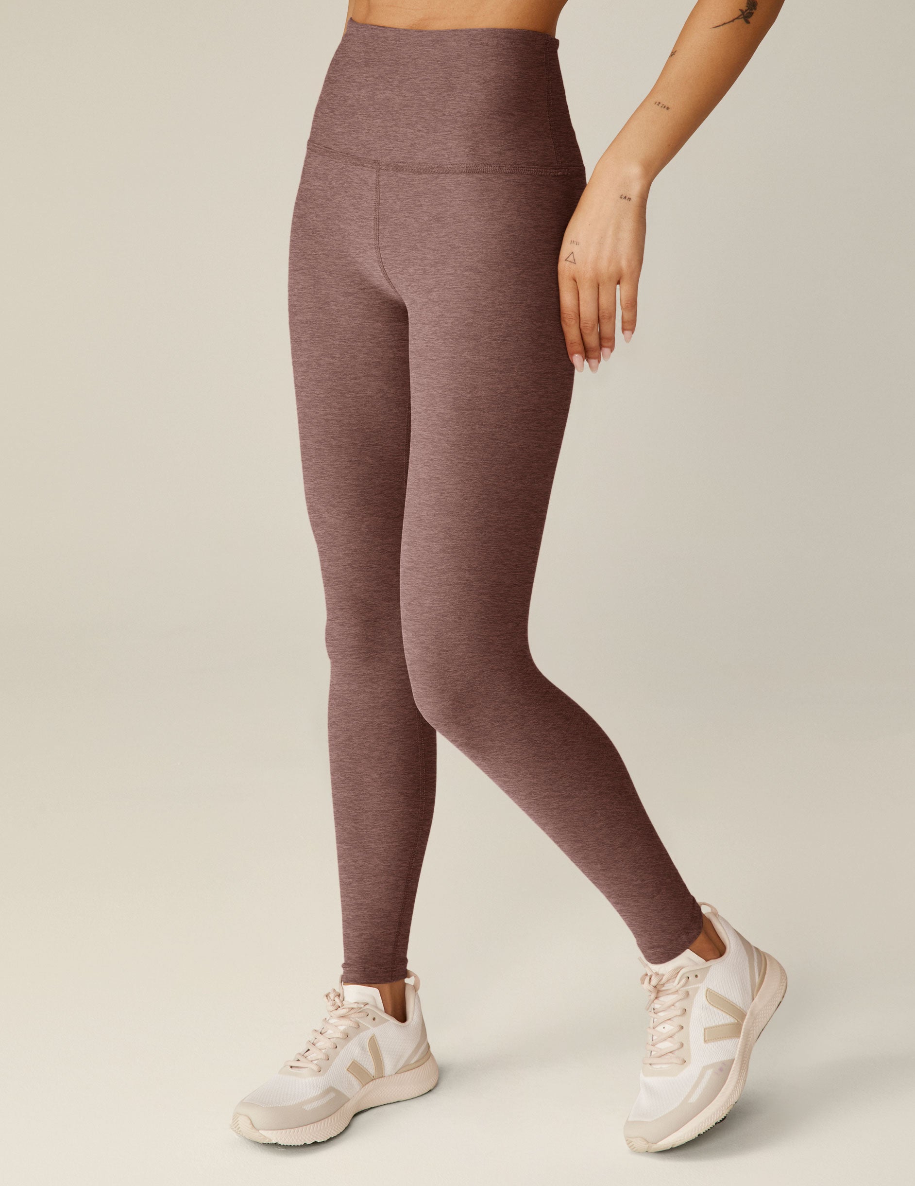 Beyond Yoga Spacedye Caught in The Midi High Waisted Legging Rose Brush Heather Large