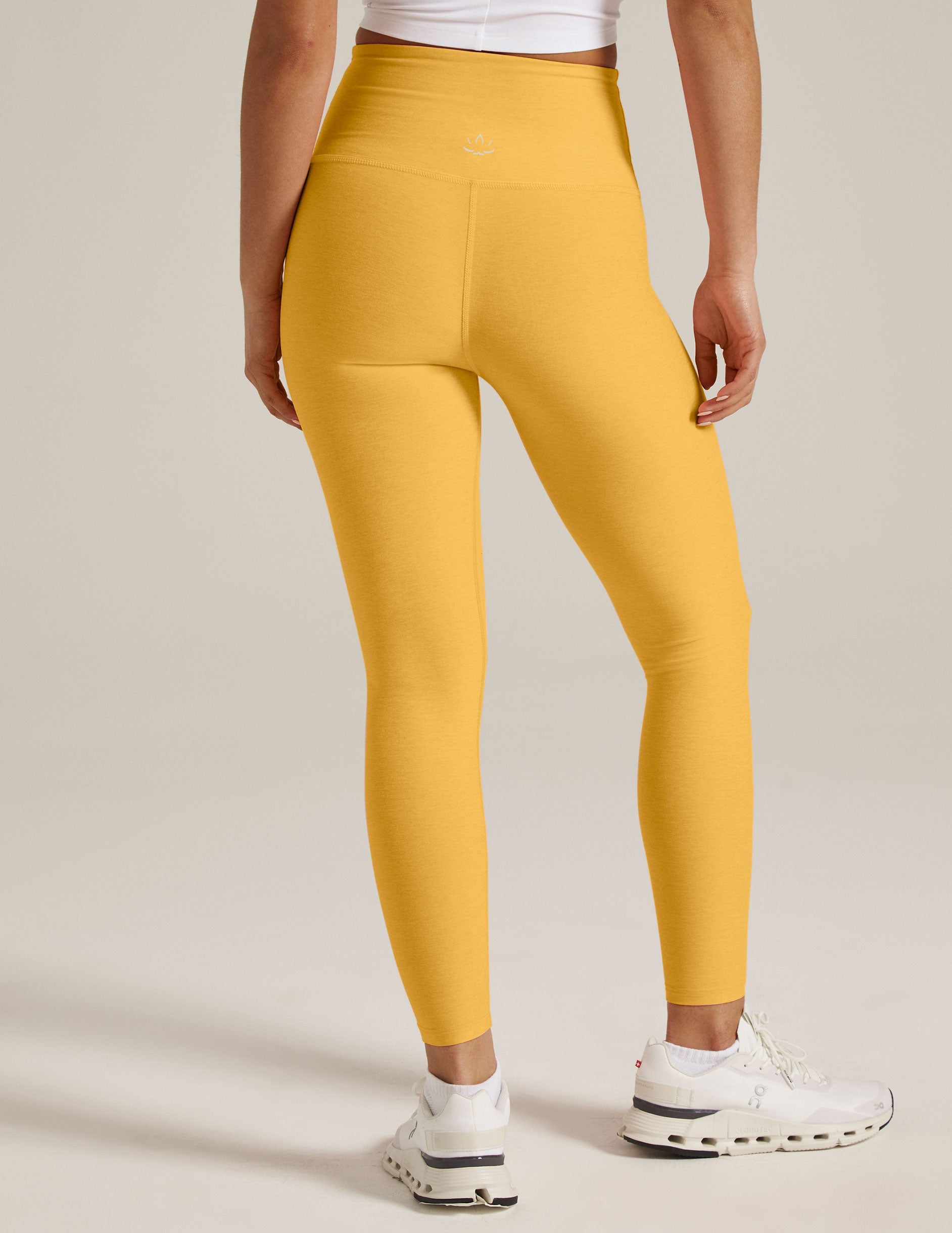 yellow high-waisted midi spacedye leggings. 