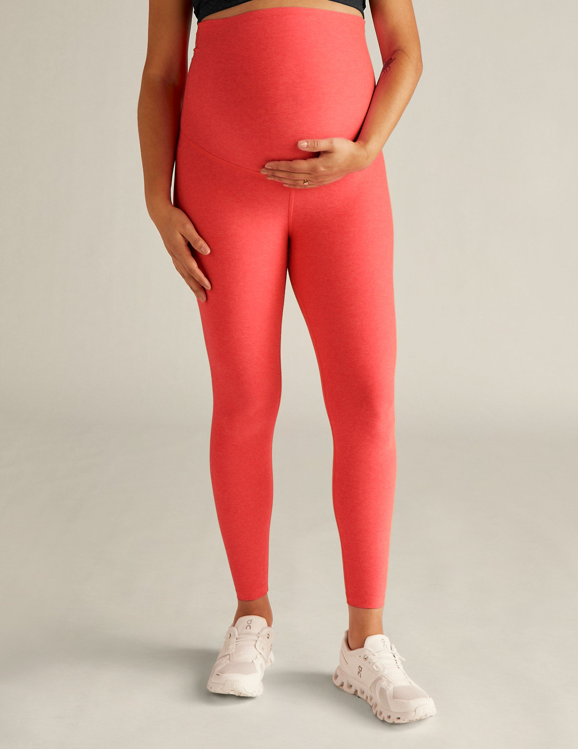 pink maternity midi leggings