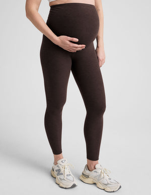 brown midi length maternity leggings. 