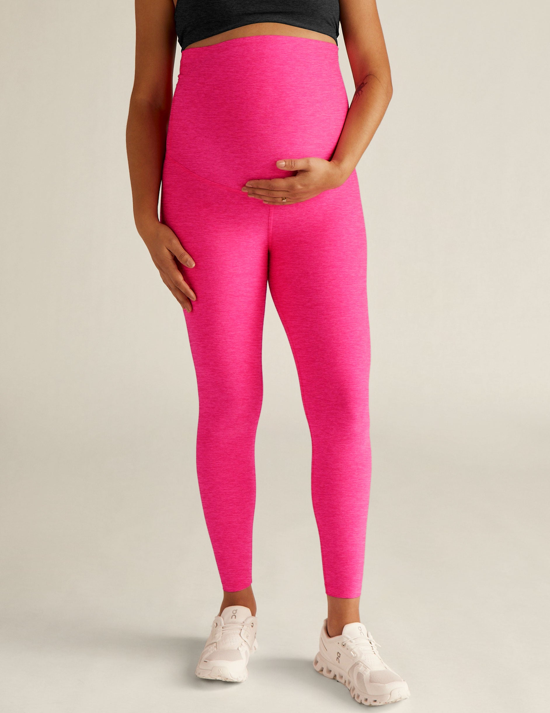 pink maternity midi leggings. 