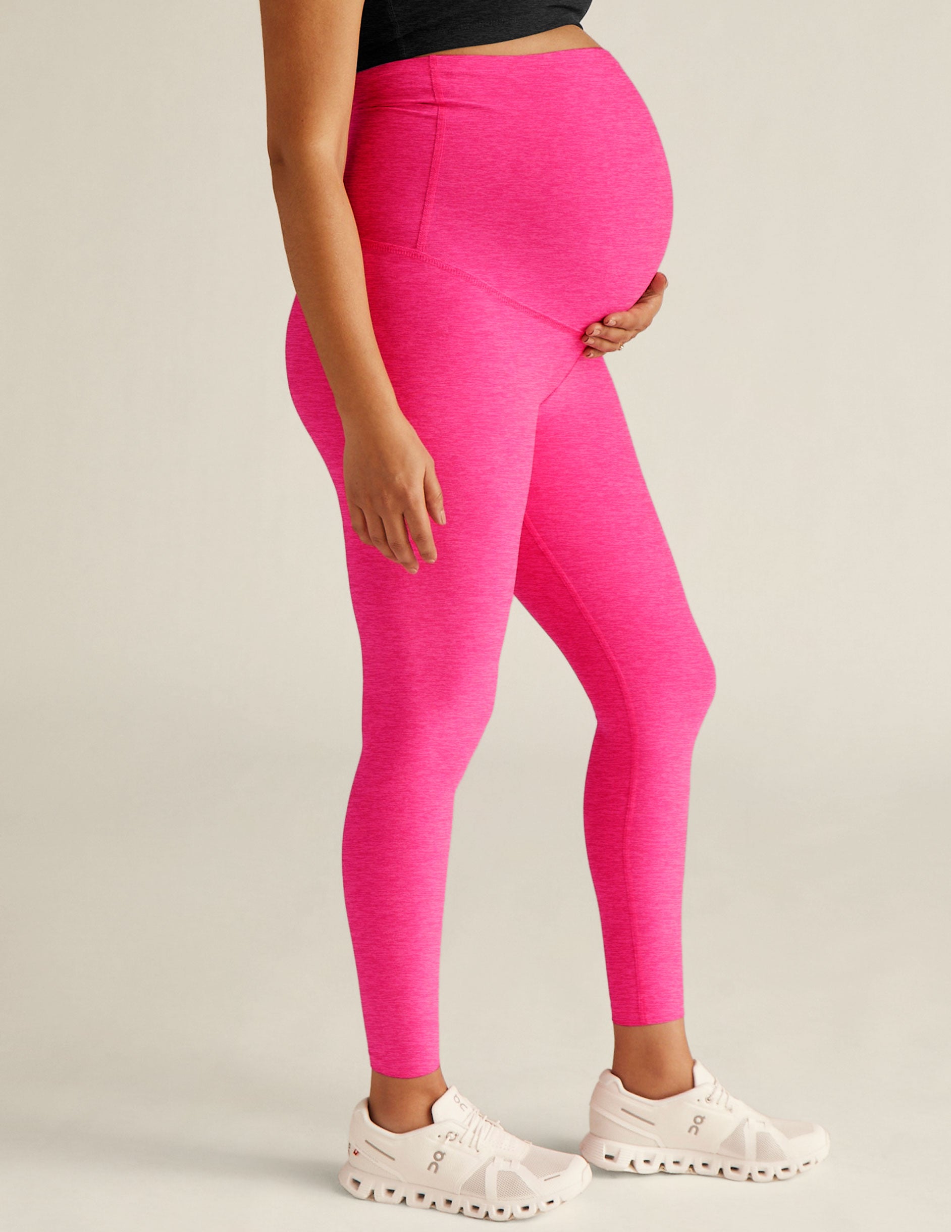 pink maternity midi leggings. 