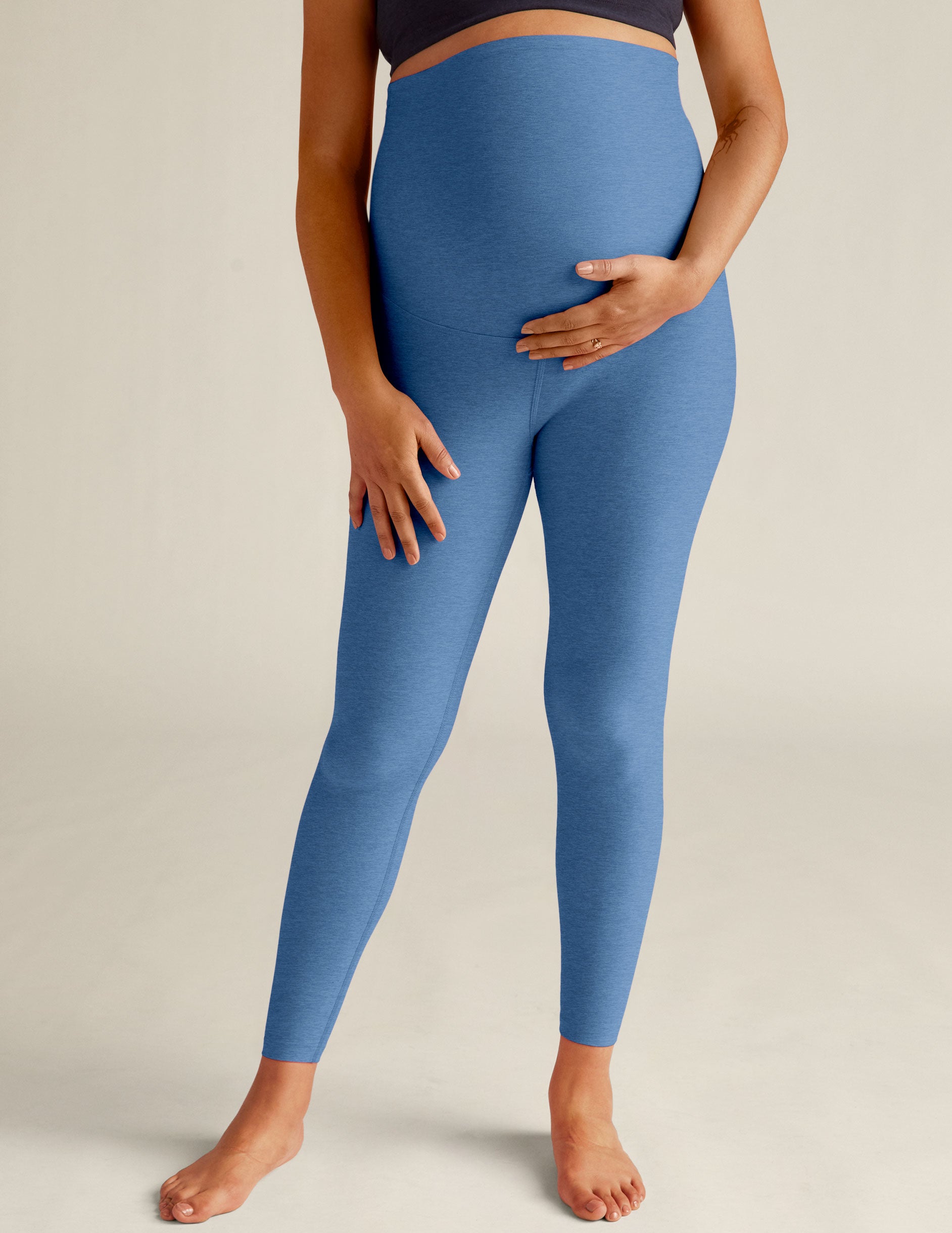 blue midi spacedye maternity leggings.  